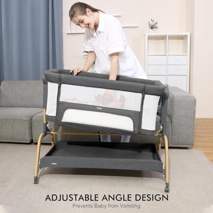 LIMITED TIME DEALS 20% OFF 3 in 1 Baby Bassinet, Bedside Bassinet for Baby, Rocking Bassinet with Comfy Mattress and Wheels, 6 Height Adjustable Easy Folding Portable Bedside Crib for Newborn - Image 2