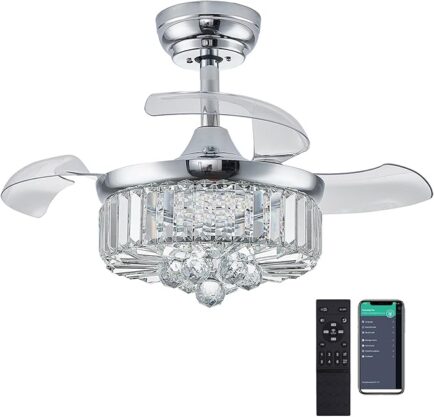 LIMITED TIME DEALS 60% OFF with 4XDNXMM9 30" Chandelier Ceiling Fan with Light Crystal Modern Light - Image 3