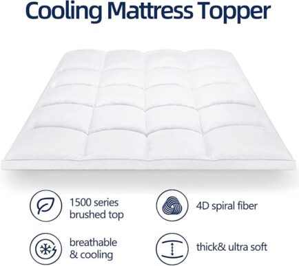 Limited time deal with 57 percent savings-57% Mattress Topper Queen for Back Pain, Extra Thick Mattress Pad Cover, Plush Pillow Top, Deep Elastic Pocket, White - Image 3