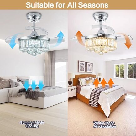 LIMITED TIME DEALS 60% OFF with 4XDNXMM9 30" Chandelier Ceiling Fan with Light Crystal Modern Light - Image 4