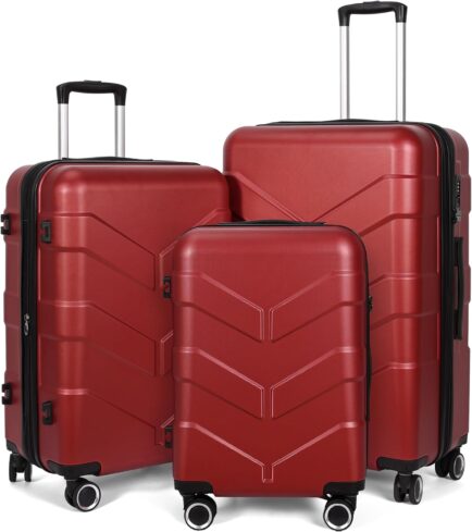 LIMITED TIME DEALS 15% OFF Luggage Sets 3 Piece with Spinner Wheel, Hardside Suitcase Set with TSA Lock, Expandable Travel Luggage for Women, Red - Image 7