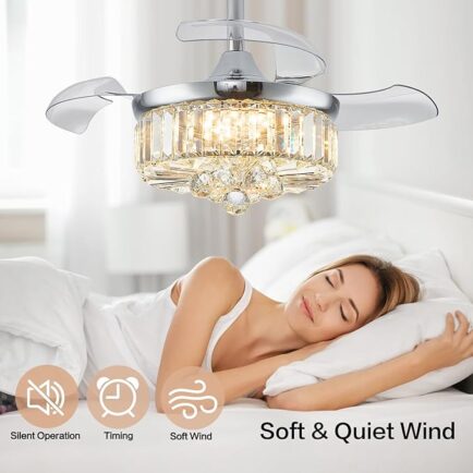 LIMITED TIME DEALS 60% OFF with 4XDNXMM9 30" Chandelier Ceiling Fan with Light Crystal Modern Light